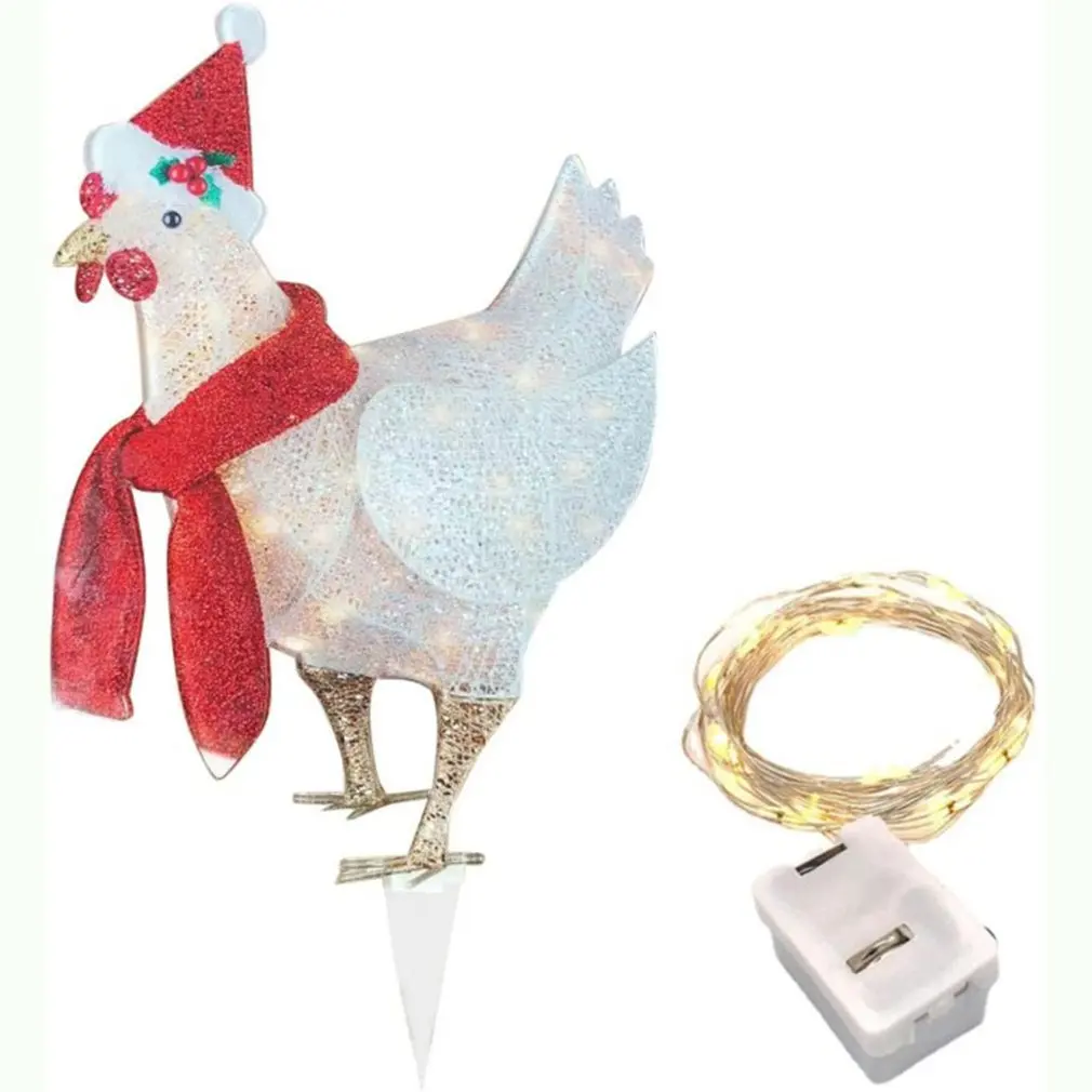 Lightup Chicken With Hat Glowing Chicken Outdoor Led Christmas