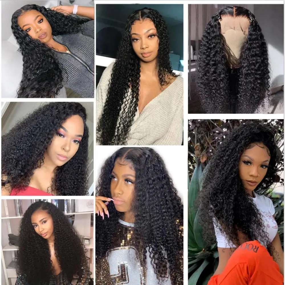 Curly Human Hair Lace Wig 4x4 Lace Closure Wig with Baby Hair 150% Remy Part Human Natural Color for Black Women