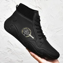 Zapatos Retro para caminar para hombre, botines de diseño superior de cuero, zapatillas informales de lujo, talla grande 39-48