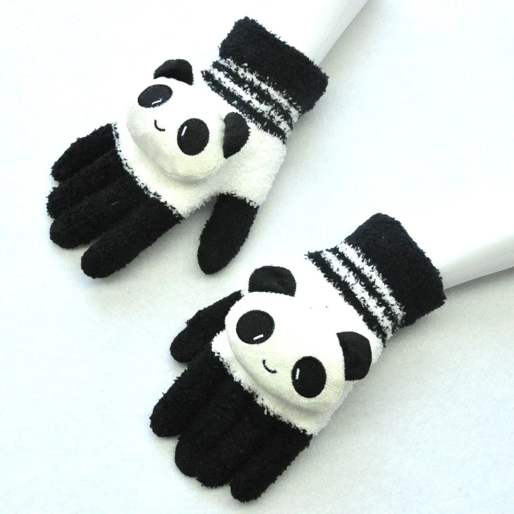 Зимние перчатки для взрослых, теплые вязаные Мультяшные панды, милые улитки wapiti, Утолщенные, милые перчатки на весь палец, handschoenen