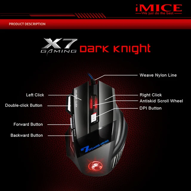 Ergonomic Wired Gaming Mouse 7 Button LED 5500 DPI USB Computer Mouse Gamer Mice X7 Silent Mause With Backlight For PC Laptop 1