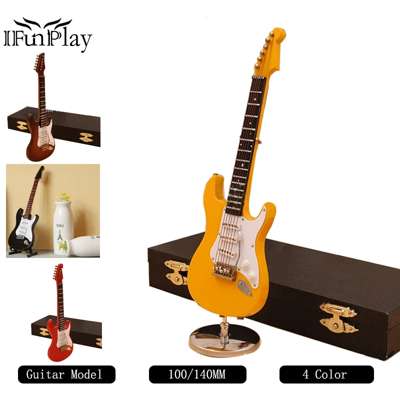 Mini Guitar Miniature Model Electric Guitar Model with Case Stand Popurlar  Strings Instrument Design