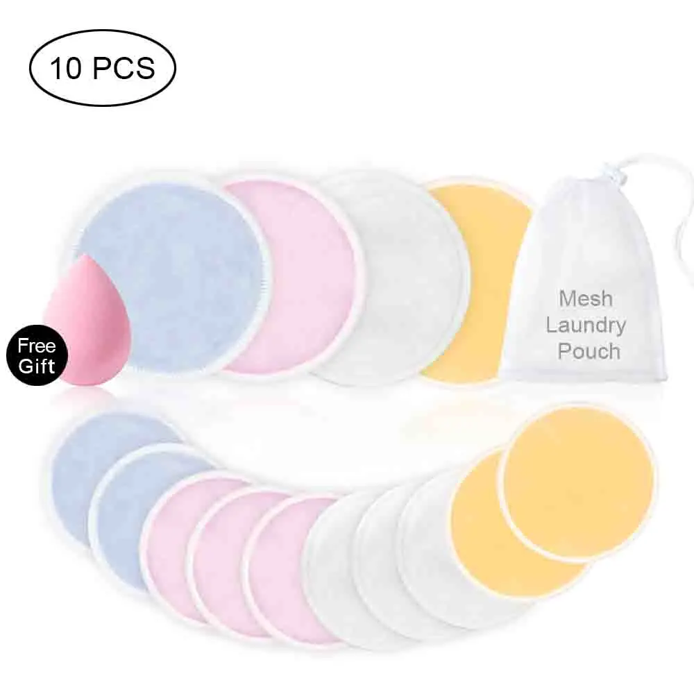 

Microfiber Makeup Remover 4/8/10pcs Washable Cleansing Cotton Reusable Makeup Facial Wipes Three Layers Natural Bamboo With Bag