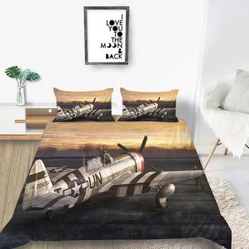 

Propeller Plane Bedding Set Airport Lifelike Fashion 3D Duvet Cover Queen King Twin Full Single Double Unique Design Bed Set
