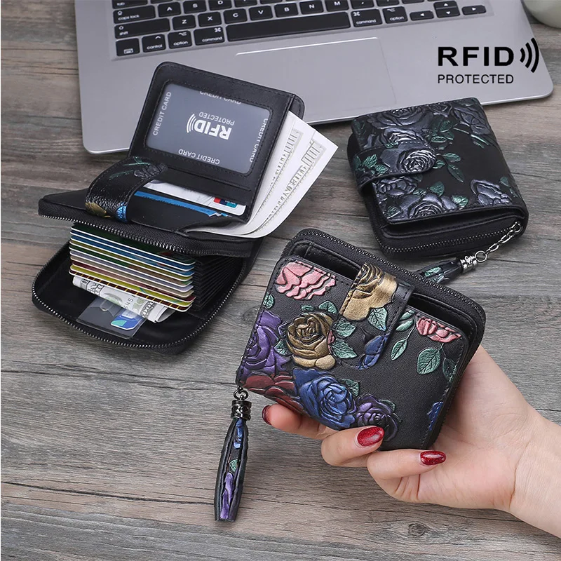RFID натуральная кожа женский кошелек большой емкости Многофункциональный кошелек для монет мульти-карта положение кредитный держатель для карт женская сумка-клатч
