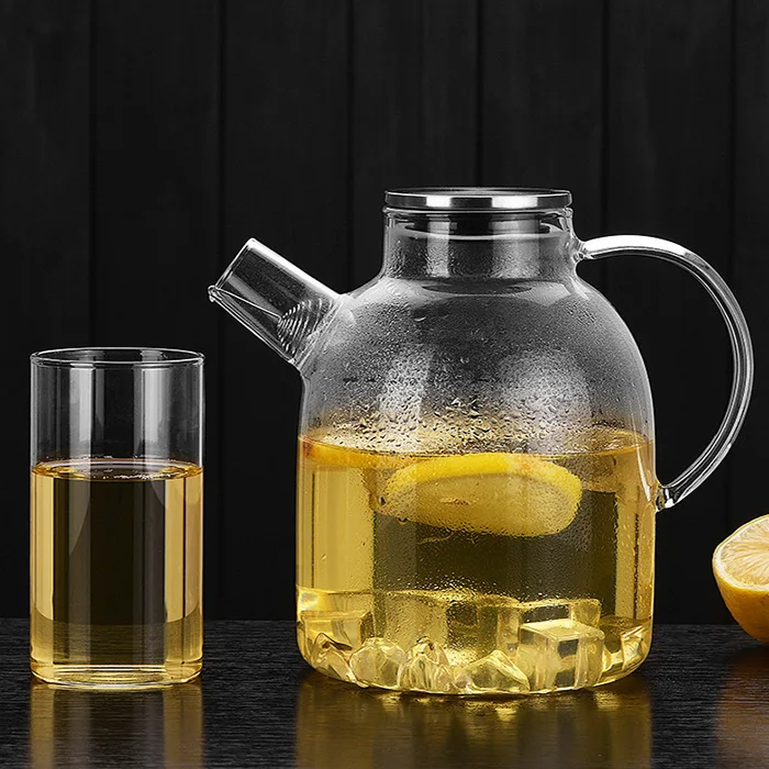 

Simple Transparent Glass Heat Resistant Teapot with Stainless Steel Lid