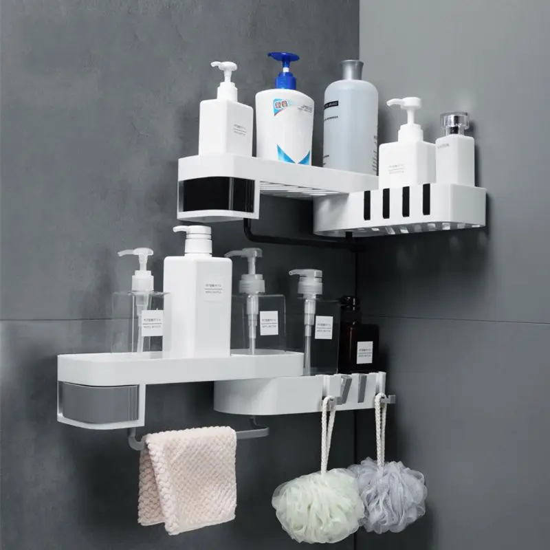 Seamless Rotating Kitchen Bathroom Shelf Corner Storage Rack Organizer Holder