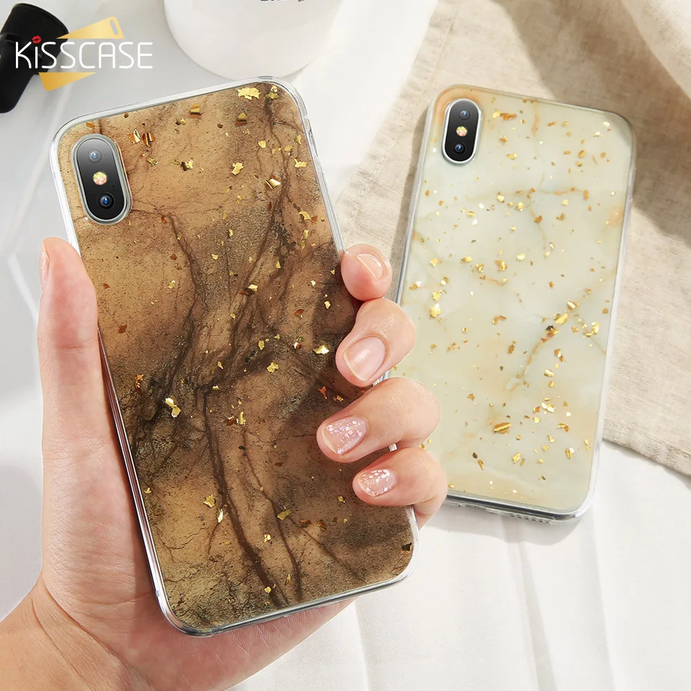 Роскошный чехол KISSCASE с золотой фольгой и мрамором для iPhone 6 8 7 6S Plus XR X XS Max 5 Capinhas |