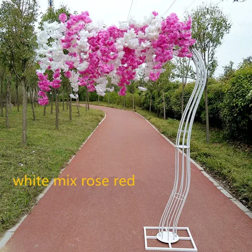white rose red mix 2 шт/lotRomantic Свадебные украшения вишня цветок дерево дорога цитируется Арка невесты и жениха фотографирования реквизит много цветов доступны - Цвет: white rose red mix