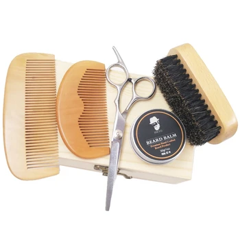 

Men's Beard Set Styling Tools Beard Brush Balm Beard Oil Comb Moisturizing Wax Styling Scissors Beard Care Set for Beard