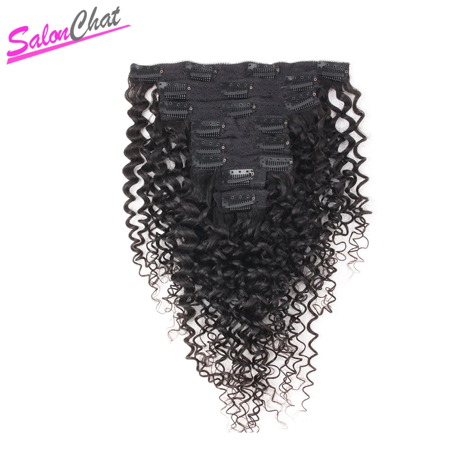 SalonChat бразильские кудрявые вьющиеся волосы Remy на клипсах человеческие для