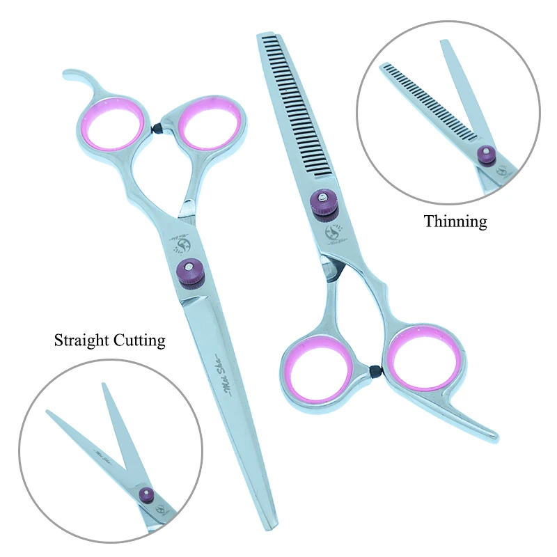 Tesouras de Corte para Animais de Estimação Grooming Tesoura Reta Curvada Japão Aço Gato Desbaste Tesora Animal Aparadores Cabelo B0007a 7.0 Cão 5 de corte para animais de estimação japão