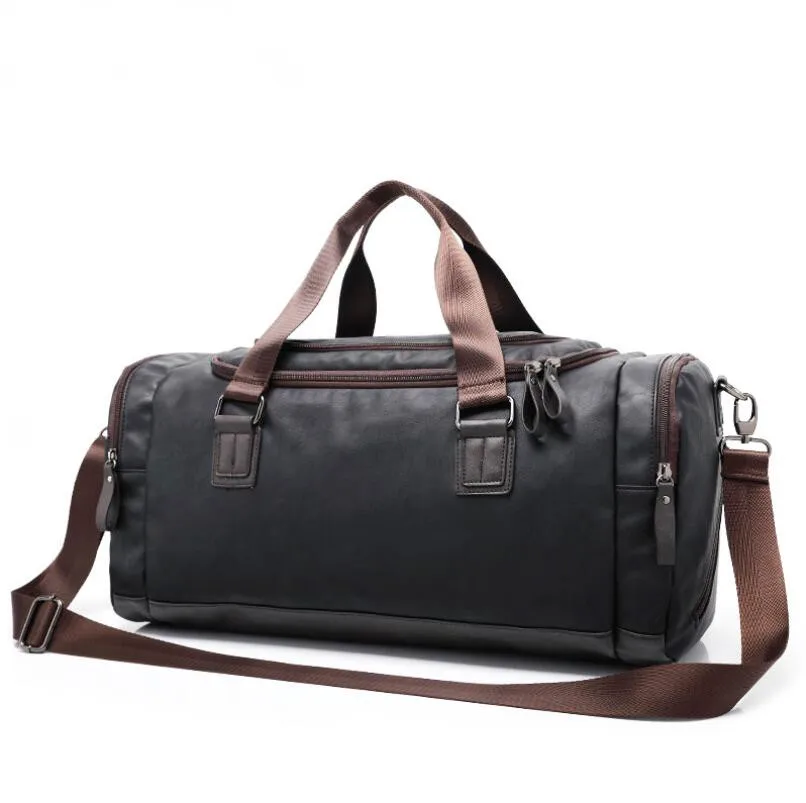 PU Lederen Sport Sporttas Multifunctionele Обучение Фитнес Schoudertassen Reizen Handtas Gestreepte Sac De Sport Vrouwen Mannen - Цвет: Черный