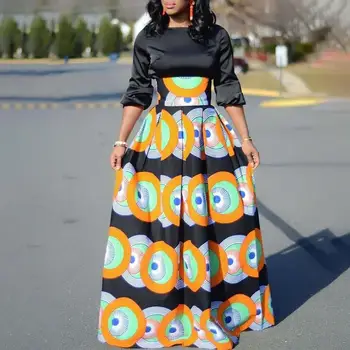 

2019 African Elegant Print Skirt Women Long High Waist Skirts Party Maxi Skirts