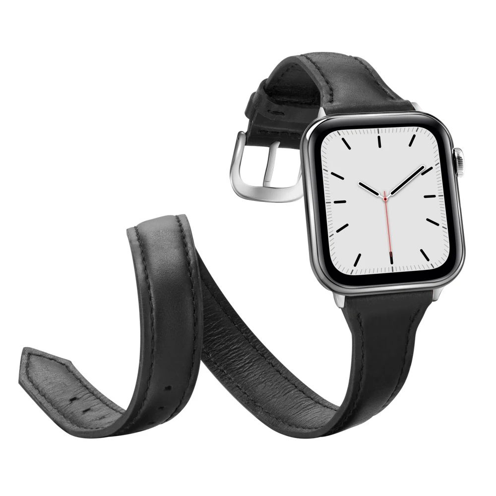 Длинный кожаный ремешок для Apple Watch Iwatch серии 5 4 3 2 1 40 мм 44 мм 38 мм 42 мм двойной тур петля браслет ремень Смарт часы