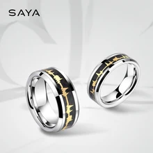 New Arrival 2017 Trendy Man's Tungsten Wedding Rings 8mm Width Inlay Black Carbon Fiber and HeartBeating Pattern Size 7-11 New Arrival 2017 Trendy Man's Tungsten Wedding Rings 8mm Width Inlay Black Carbon Fiber and HeartBeating Pattern Size 7-11