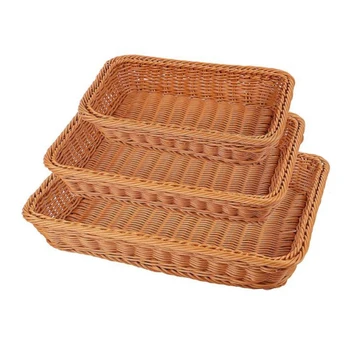 

3 Pcs Wicker Bread Baskets Set,Woven Pantry Baskets,Tabletop Food Serving Baskets for Fruits,Vegetables and Snacks