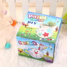 Цветочный горшок в горшках растение ручка контейнер чашка керамический цветной рисунок граффити DIY Ручная работа белый зародышь окраска гипсовая кукла краска