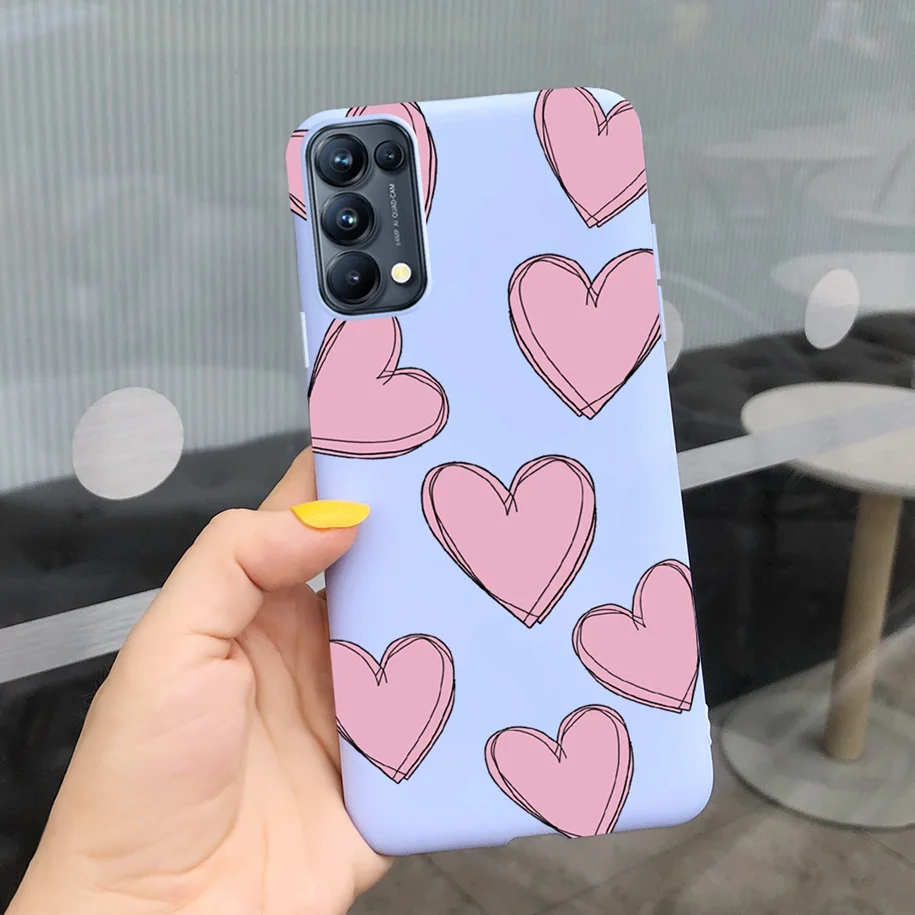 oppo phone cases Cute Love Heart Cover For OPPO Reno 5 Case Reno5 Lite Phone Case Soft Silicon Slim Fundas For OPPO Reno5 5F 5Z 5 Lite Back Cover oppo phone cases