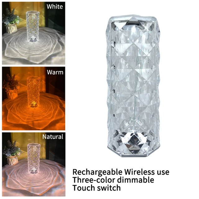 Designer Diamond Table Lamp Modern Led Lamps For Bedroom Decoration Romantic Clear Lampshade Living Room Art Deco Night Lights Three-color dimmable