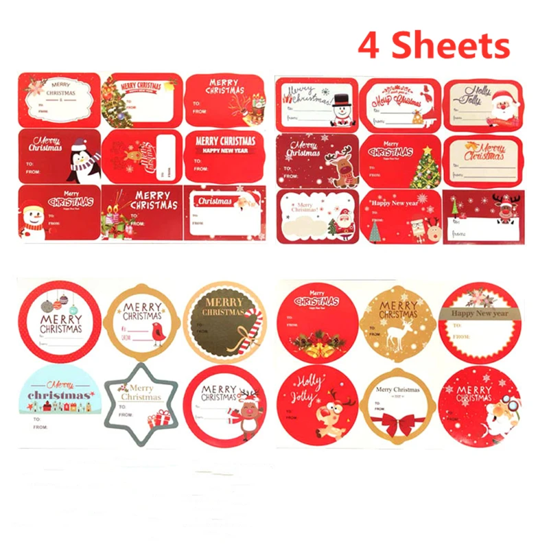 Christmas Dogs Small or Large Sticky White Paper Stickers Labels NEW 