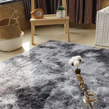 

SOLEDI Polyester Fiber Shaggy Fluffy Rugs Bedroom Home Decoration Anti-Skid Carpet Floor Living Room Sofa Multicolored Warm Mat