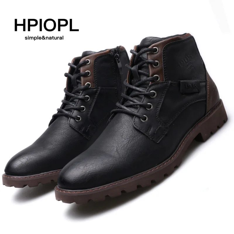 

MEN'S SHOES qiu dong xue Men's Boot Large Size Zipper Ankle Boots Martin High Shoes Tendon Gauze Worker Boot
