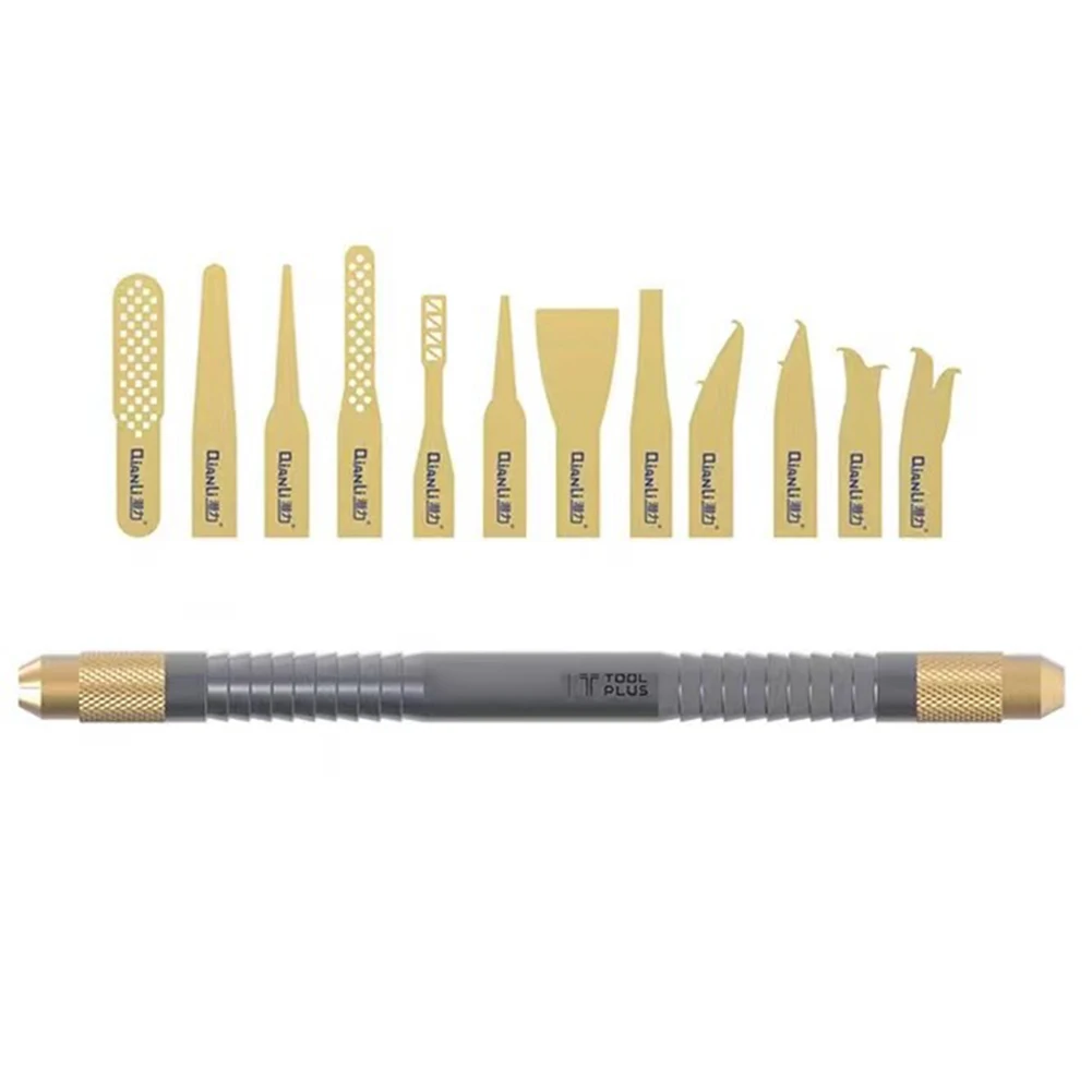 

Motherboard Mobile Phone Glue Removal CPU IC Chip Scraper With 12 Blades Double Headed Repair Tool Metal Edge Multifunctional