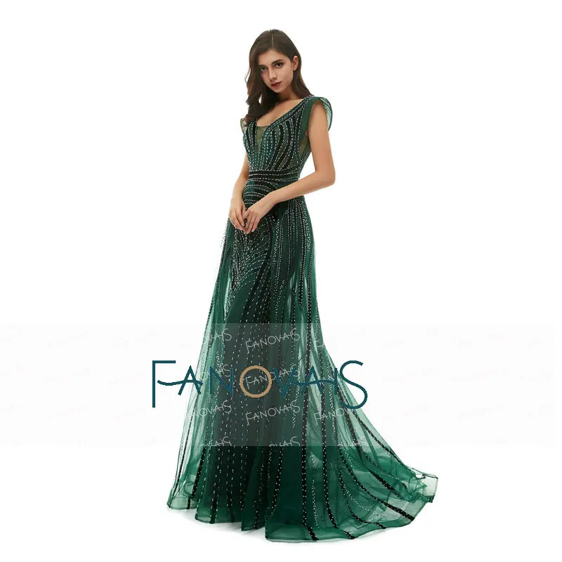 Роскошные Зеленые Вечерние Платья vestidos de fiesta de noche с бусинами, торжественное платье, платья для выпускного вечера, длинное платье, abendkleider