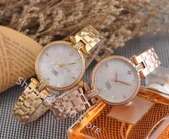 

Gorgeous crystal star round Dial watch Luxury brand CZ Quartz Wristwatch sapphire Clock Ladies dress Stainless steel watch 33mm