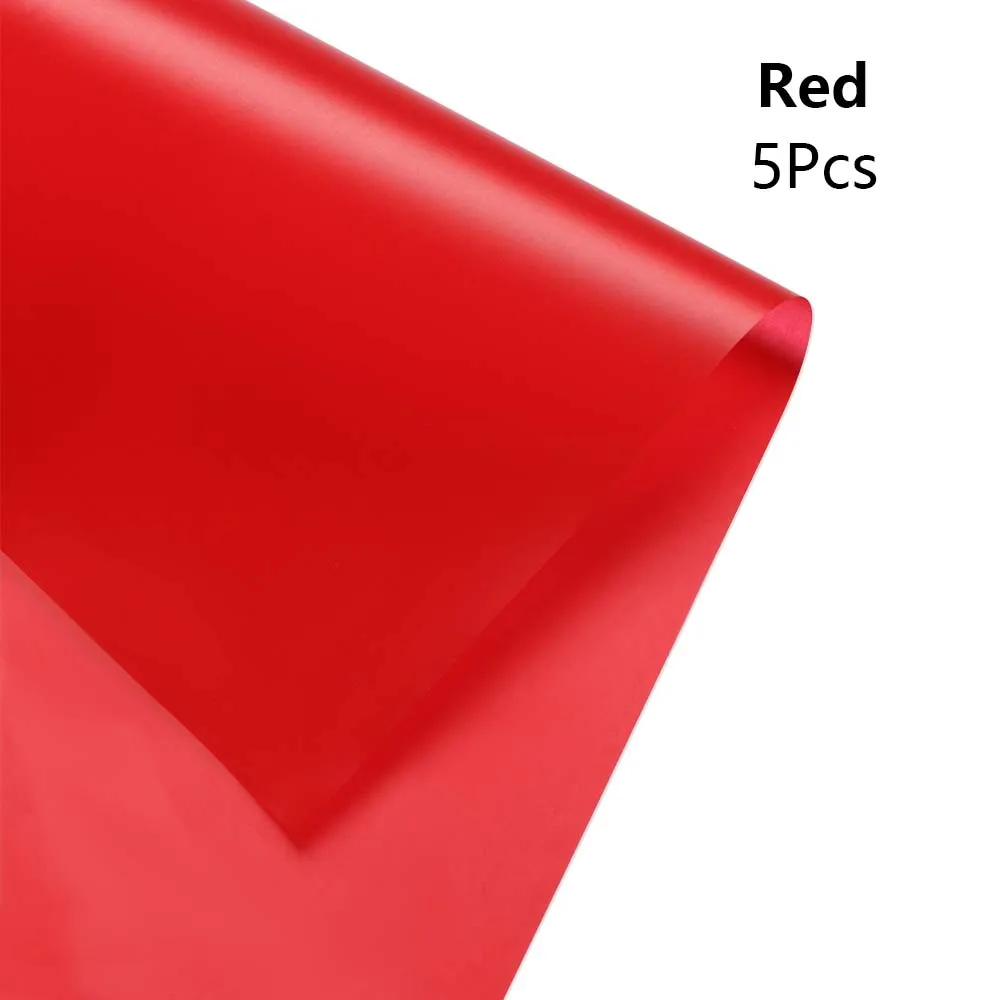 5Pcs Colorful Translucent Waterproof Paper Bouquet Wrapping Gift Packing DIY Crafts Wedding Flowers Decortion Home Decor - Цвет: red