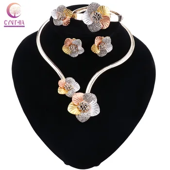 

CYNTHIA Women Jewelry Sets Gold color Fashion Statement Necklace Dubai Bridal Fashion Party Wedding African Beads Accessories