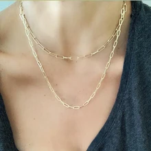 Классические ювелирные изделия из стерлингового серебра 925 41 см 46 см цепь из квадратных звеньев женское простое Европейское Современное ожерелье цепочка