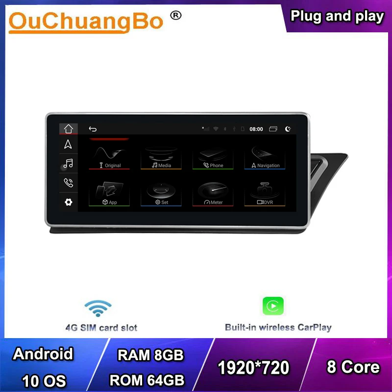 Автомагнитола Ouchuangbo 10 25 дюйма 4G GPS Android для Audi A4 A5 2009-2016 2G 3G LHD RHD 1920*720 8 ядер ГБ 64 |