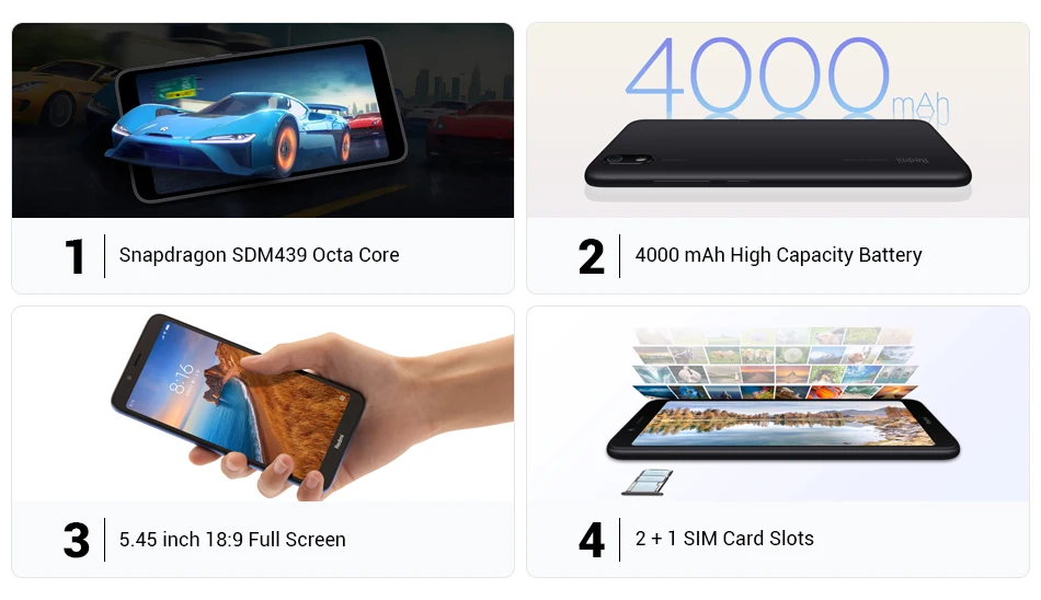 Xiaomi Redmi 7A с глобальной версией, 2 Гб ОЗУ, 32 Гб ПЗУ, 7 A, мобильный телефон, Восьмиядерный процессор Snapdargon 439, 4000 мА/ч, камера 12 МП, 5,45 дюймов, полный экран