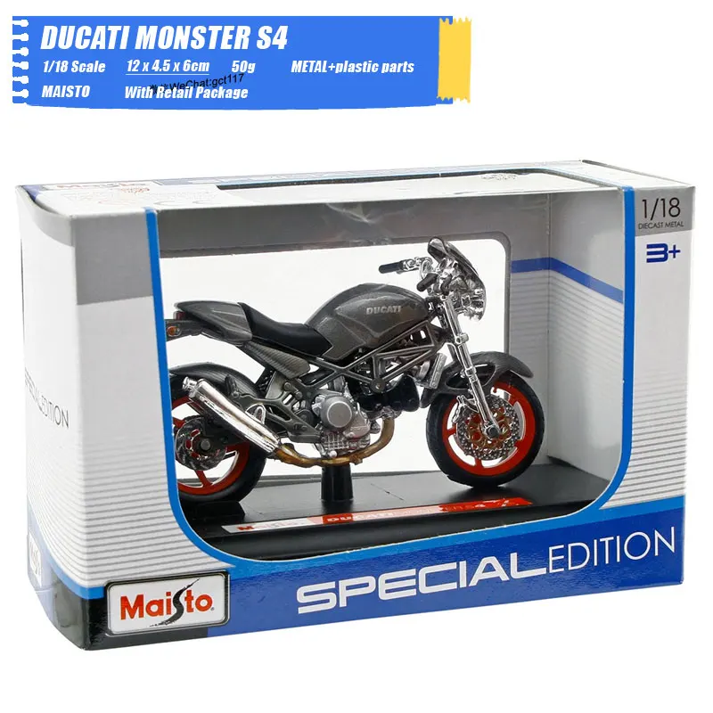MAISTO 1/18 масштабные игрушки модели мотоциклов DUCATI MONSTER S4 литой под давлением