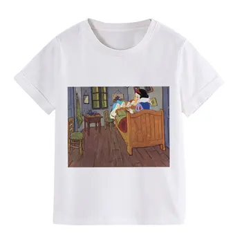

Cartoon T-shirt Boys New 2019 Fashion Toddler Shirt Kawaii Princess Spoof Printed Girls Tops White Clothes Leisure Harajuku Cozy