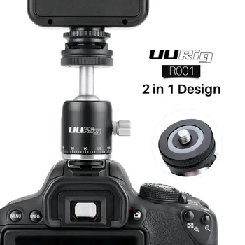 

2in1 Mini Ballhead Cold Shoe 1/4 Screw Aluminum Alloy Camera Tripod Ball Head for SLR Camera Monopod Fill Light DSLR Accessories