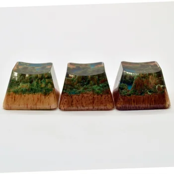 

OEM height R4 resin Keycap Green Water Castle Peak creative handmade personalized custom keycap transparent keycap keycap
