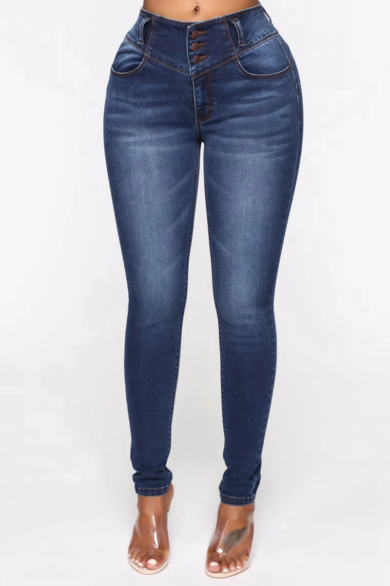 Goedkoop Mode skinny jeans vrouwen mom jeans broek boyfriend jeans voor vrouwen hoge taille push up plus size dames Potlood Jeans denim 2019