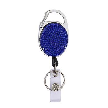 

Swivel Carabiner Bling Rhinestone Clip On Key Ring Retractable Badge Holder Gift Clasps Fashion Reel Name Tag School Office