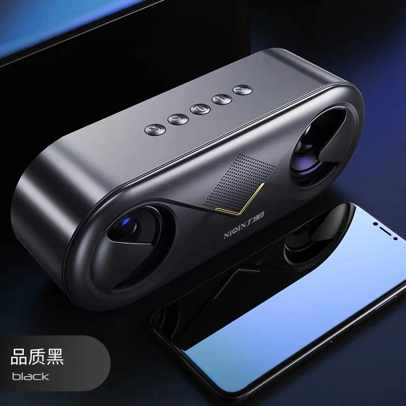 Черный Классный BT5.0 HiFi Bluetooth динамик Портативный Открытый домашний мини аудио динамик поддержка 32G TF карта USB накопитель AUX 3D стерео динамик s - Цвет: Черный