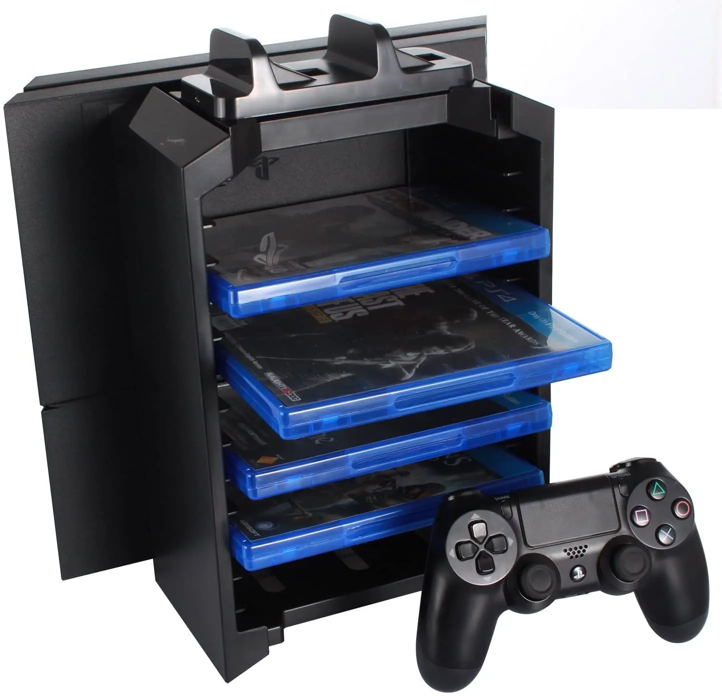 Strædet thong Anonym Køb Ps4 Game Storage Tower Controller Charger Multifunctional Detachable Playstation  4 Console Vertical Stand Cd Game Disk Holder - Accessories - AliExpress