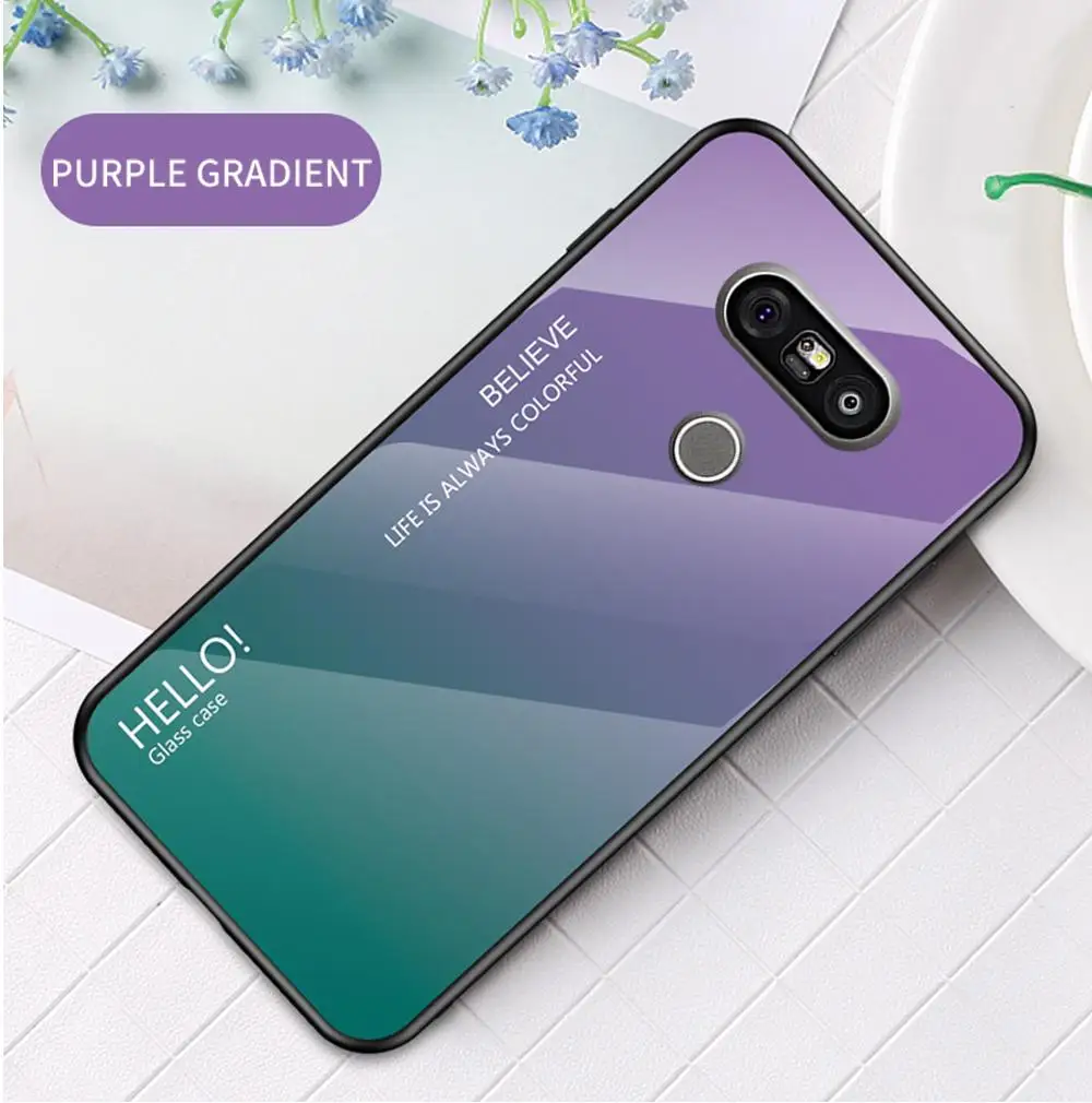 Чехол для телефона LG G8 G7 G6 G5 закаленное стекло противоударный чехол для LG G5 G6 G7 G8 градиентный цвет глянцевое стекло защитный чехол