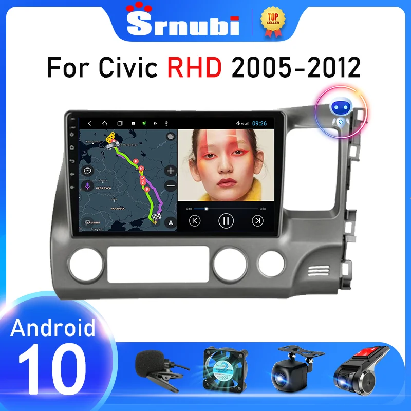 Srnubi Android 10 Carplay автомобильный радиоприемник для Honda Civic RHD правосторонний привод 2005