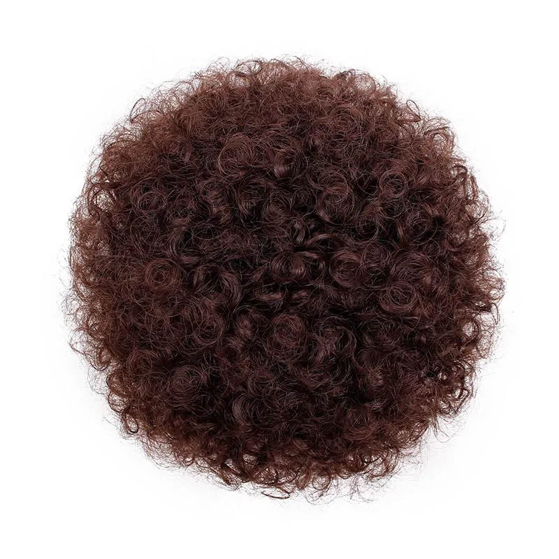 P015-4 AISIBEAUTY афро короткие кудрявые вьющиеся шиньоны для наращивания волос Синтетический слоеный Афро-американский афро пучок обертывание шнурок шиньон - Цвет: P015-4