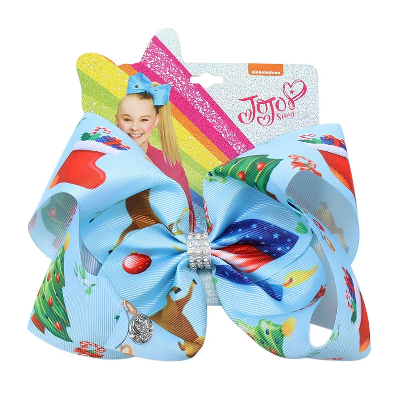 15 Новые " Jojo Луки Jojo Siwa большие банты для волос для девочек аксессуары для волос на Рождество напечатанные заколки для волос в виде банта вечерние девушки заколки для волос - Цвет: 15