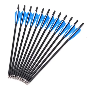 6/12/24Pcs Crossbow Bolt Arrows 17/20/22 Inches Mix Carbon Crossbow Arrow OD 8.8mm With Blue Feather Archery Hunting