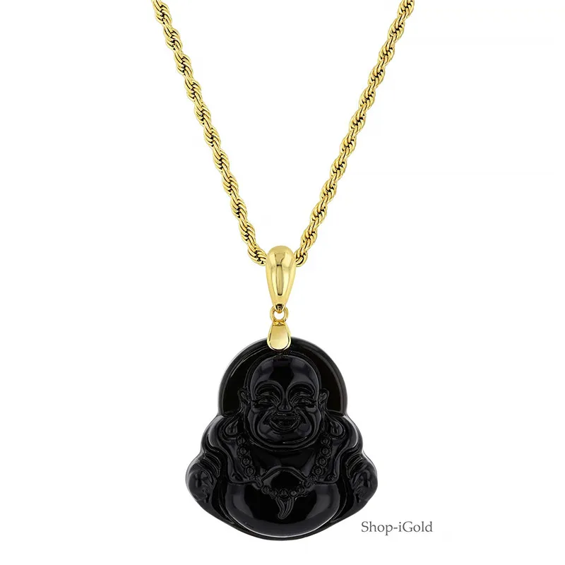 

Laughing Buddha Black Jade Pendant Necklace Rope Chain Genuine Certified Grade A Jadeite Jade Hand Crafted, Jade Neckalce, 14k