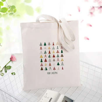 

Canvas Handbag Shopping Bag Tote Bag Text DIY Daily Use christmas Custom Print Logo Eco Reusable Recycle